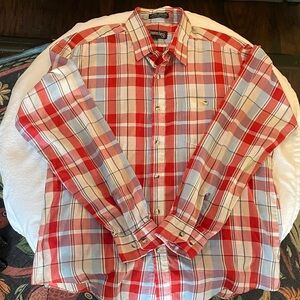 Townsley Men's Red and Blue Plaid Button-Down Shirt